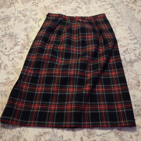 Vtg Pendleton Wool Black Stewart Tartan Skirt - Picture 2 of 9